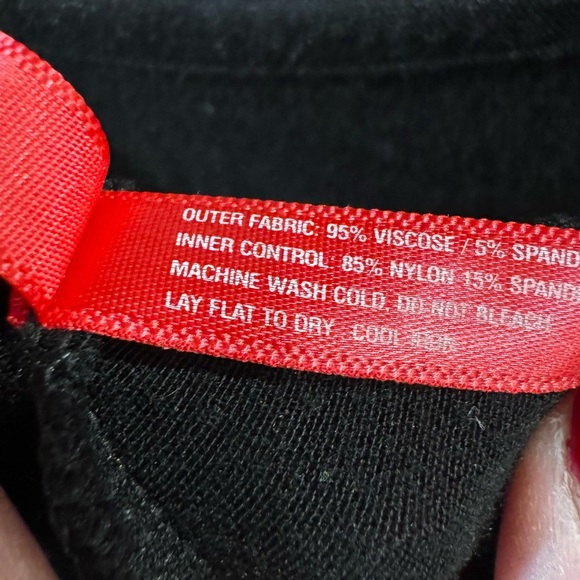 Ruby‎ Ribbon Fully Lined Shapewear Scoop Neck Black Jersey Knit Blouse Large - Picture 6 of 6